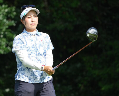 プロアマ大会に出場する青木瀬令奈（撮影・森本幸一）