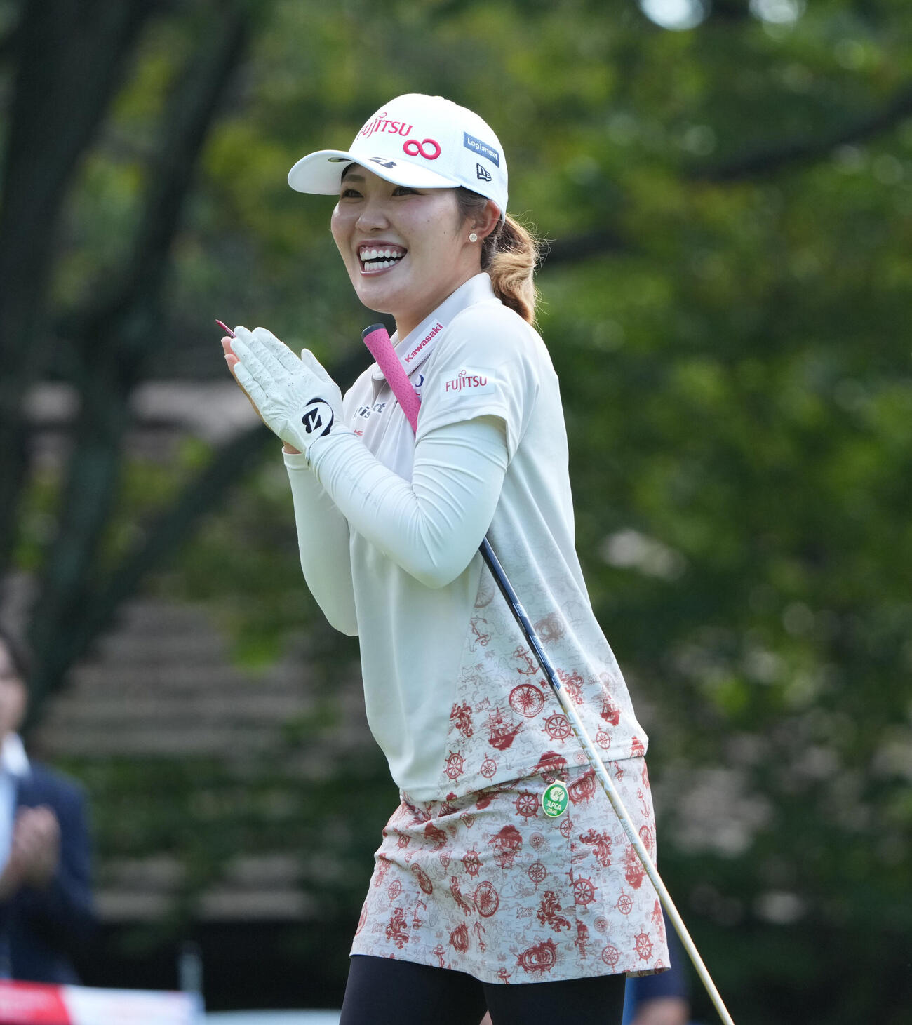 プロアマ大会に出場する古江彩佳（撮影・森本幸一）