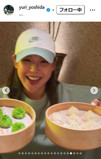 中国を満喫する吉田優利（インスタグラムから）