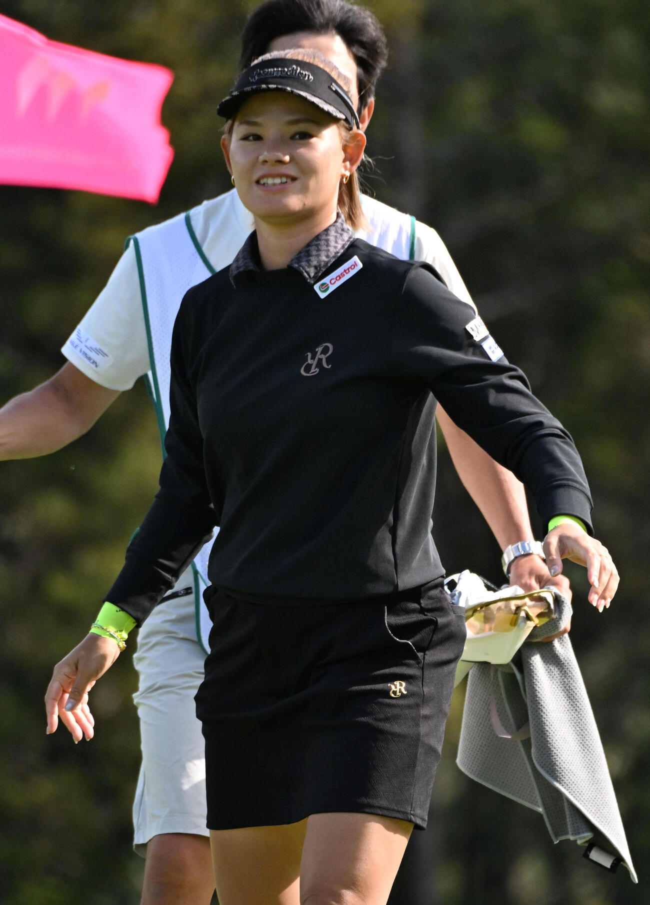 18番を終え笑顔を見せる森井あやめ（撮影・石井愛子）