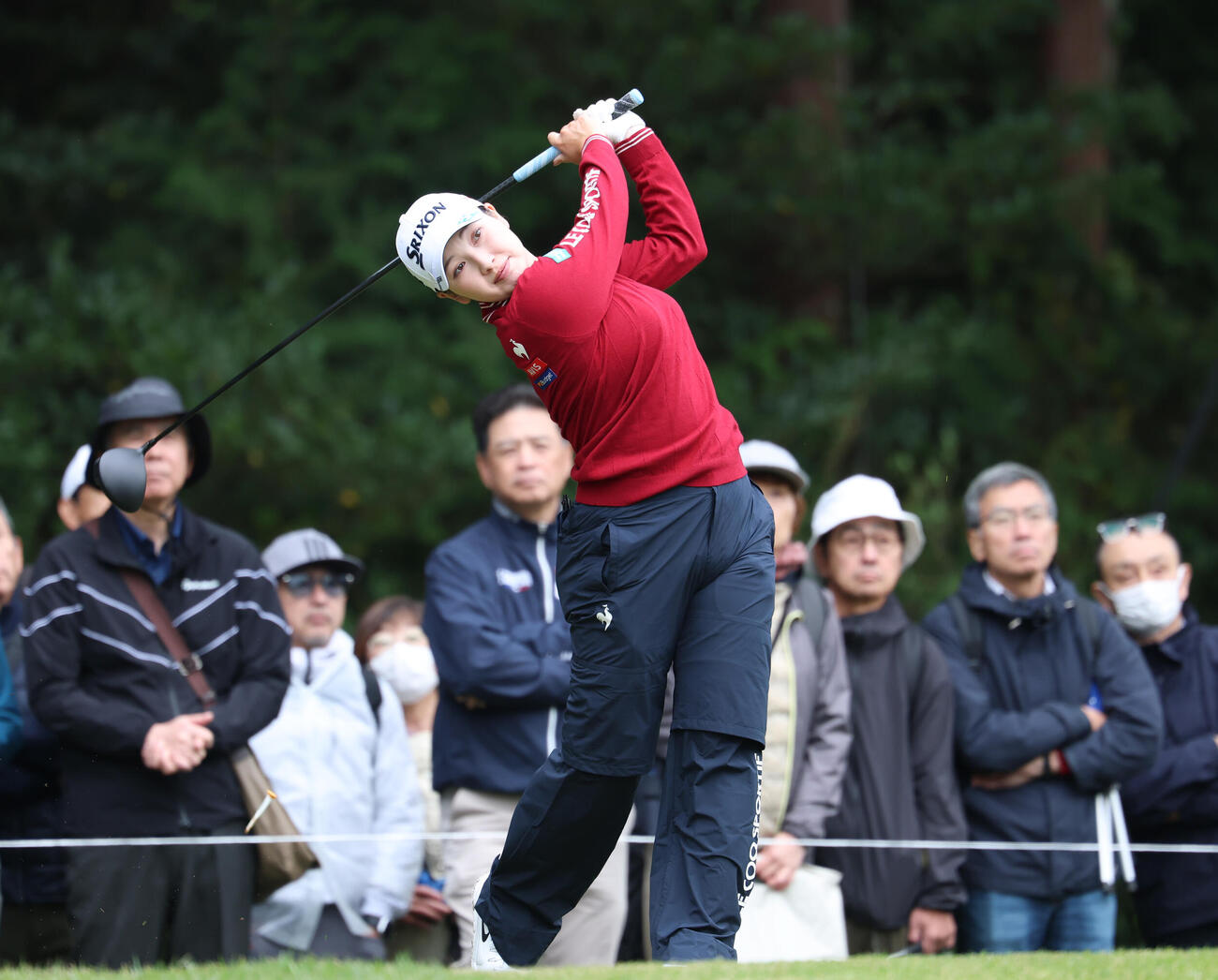 2番、ティーショットを放つ小祝さくら（撮影・増田悦実）