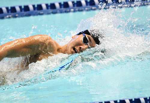 男子８００メートル自由形　決勝で力泳する江原（撮影・山崎安昭）