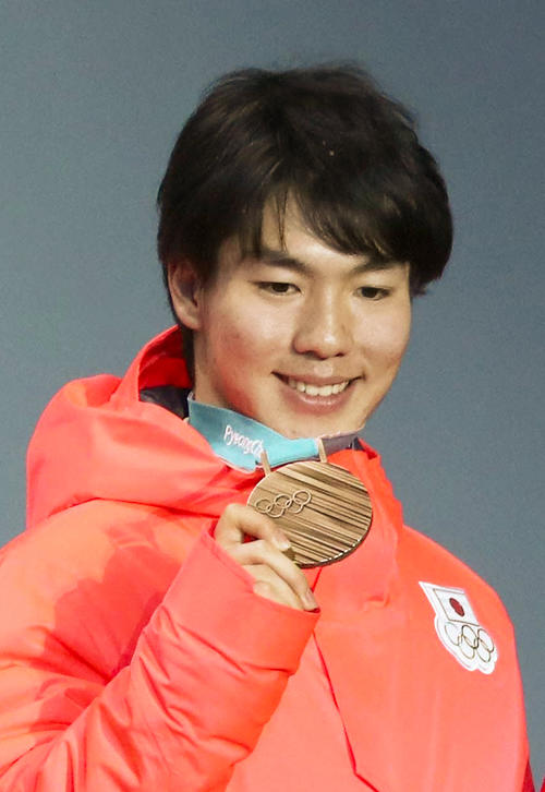 平昌五輪男子モーグルで銅メダルを獲得した原大智（2018年2月13日撮影）