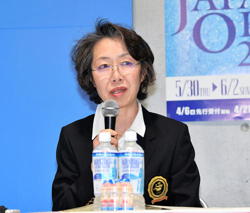 ASWS2019東京大会の会見をする斎藤AS副会長（撮影・滝沢徹郎）