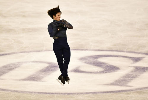 世界フィギュアスケート国別対抗戦2019 練習を行う宇野昌磨(撮影・清水貴仁)