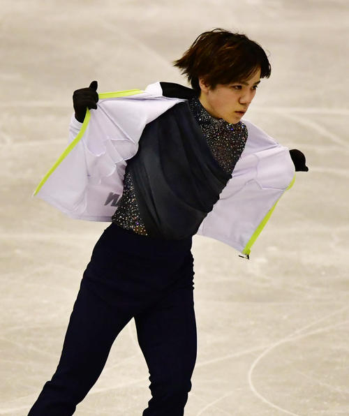 世界フィギュアスケート国別対抗戦2019 練習を行う宇野昌磨(撮影・清水貴仁)
