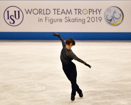 世界フィギュアスケート国別対抗戦2019　練習を行う宇野昌磨（撮影・清水貴仁）