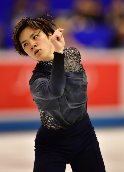 世界フィギュアスケート国別対抗戦2019　男子ショートプログラムで滑る宇野昌磨（撮影・清水貴仁）