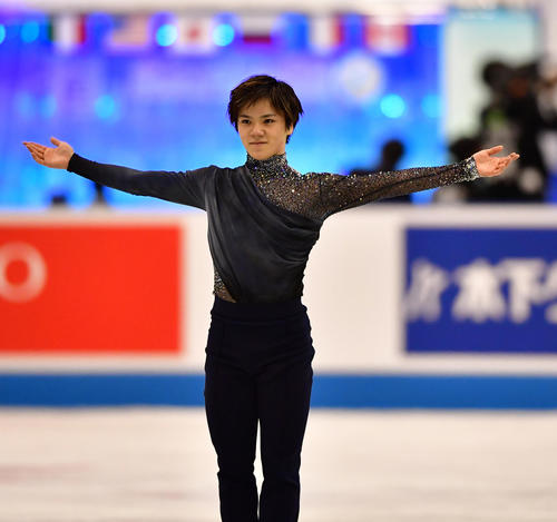 世界フィギュアスケート国別対抗戦2019　男子ショートプログラムで滑る宇野昌磨（撮影・清水貴仁）