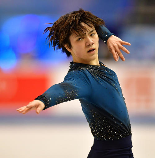 男子フリーで滑る宇野昌磨（撮影・清水貴仁）