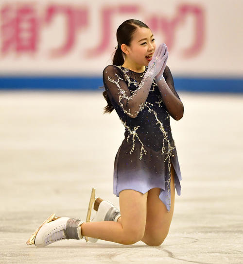 世界フィギュアスケート国別対抗戦2019　女子フリーで滑る紀平梨花（撮影・清水貴仁）
