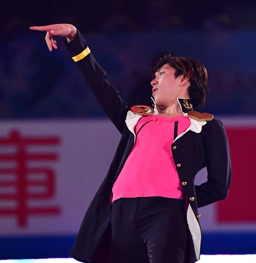 世界フィギュアスケート国別対抗戦2019　エキシビションで滑る田中刑事（撮影・清水貴仁）