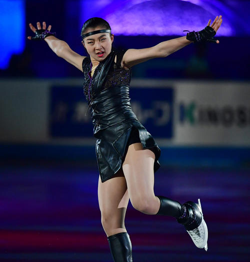 世界フィギュアスケート国別対抗戦2019 エキシビションで滑る坂本花織(撮影・清水貴仁)