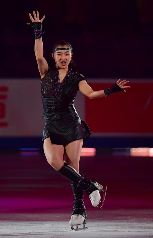 世界フィギュアスケート国別対抗戦2019　エキシビションで滑る坂本花織（撮影・清水貴仁）