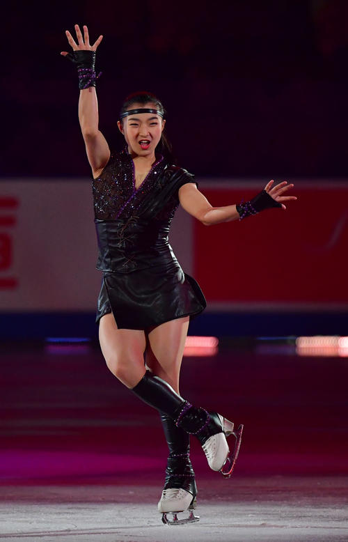 世界フィギュアスケート国別対抗戦2019 エキシビションで滑る坂本花織(撮影・清水貴仁)