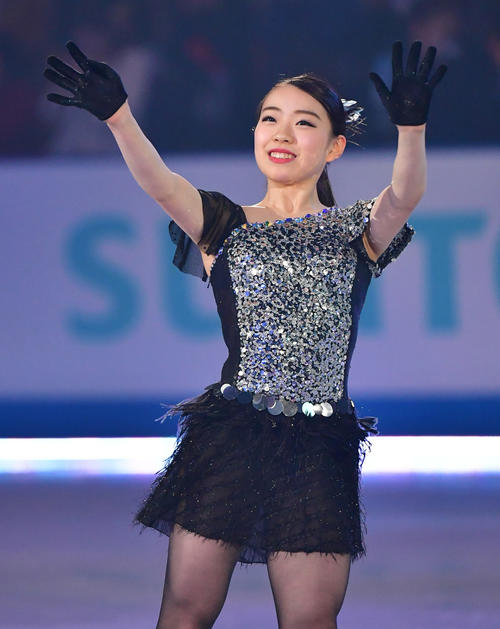 世界フィギュアスケート国別対抗戦2019　エキシビションで滑る紀平梨花（撮影・清水貴仁）