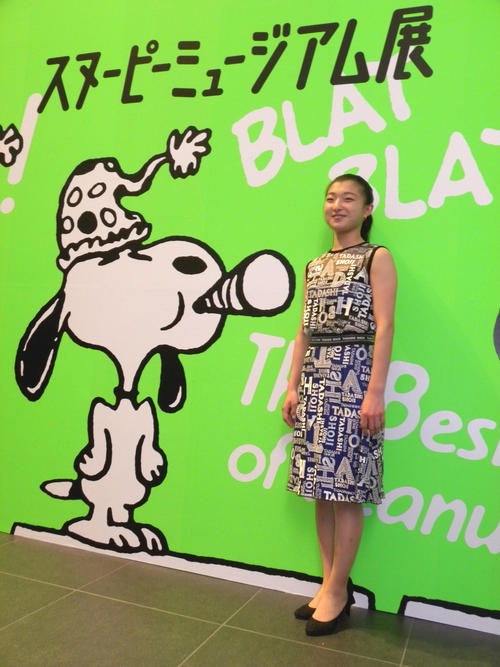 グランフロント大阪で行われている「スヌーピーミュージアム展」を訪れた坂本花織（撮影・松本航）