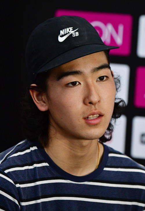 競技を終え会見を行うスケートボードの池田大亮（撮影・清水貴仁）