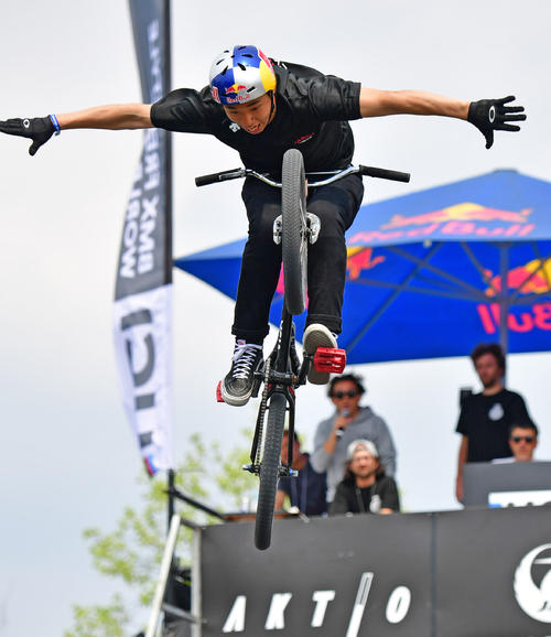 BMXパーク男子　予選を3位で通過した中村輪夢（撮影・清水貴仁）