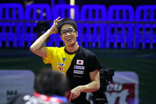 世界選手権の本番会場で新調したサングラスを着用する水谷隼（撮影・三須一紀）