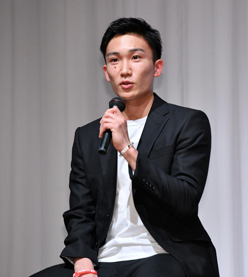 UDN　Foundation設立記者会見に臨む桃田（撮影・滝沢徹郎）
