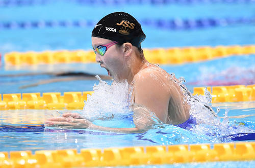 女子200メートル平泳ぎで派遣標準記録を切れず、世界選手権出場を逃した渡部（撮影・鈴木みどり）