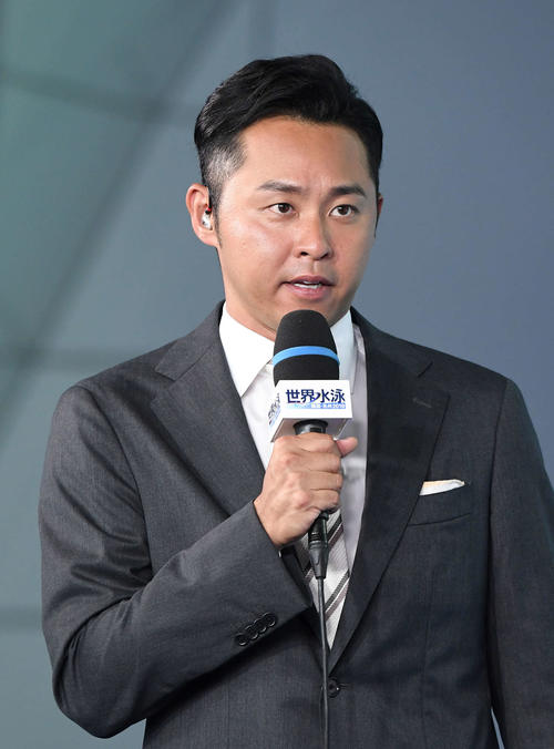 テレビ出演のため世界水泳に訪れた北島氏（撮影・鈴木みどり）