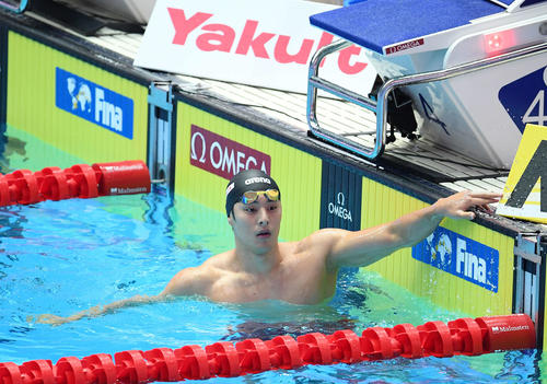 男子400メートル個人メドレー予選を通過し、決勝進出を決めた瀬戸（撮影・鈴木みどり）
