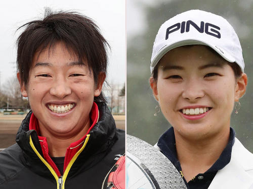 上野由岐子（左）と渋野日向子