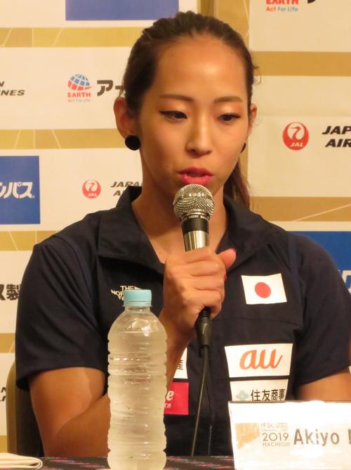世界選手権への意気込みを語る野口啓代（撮影・峯岸佑樹）