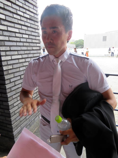 東京五輪テスト大会、総合馬術の馬場でトップにつけた大岩義明（撮影・三須一紀）