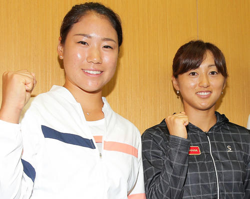 左から日比野菜緒、土居美咲（2016年7月14日撮影）