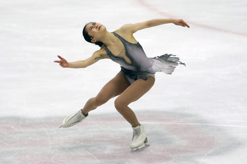 USインターナショナル2019　女子フリー　演技する宮原（AP）