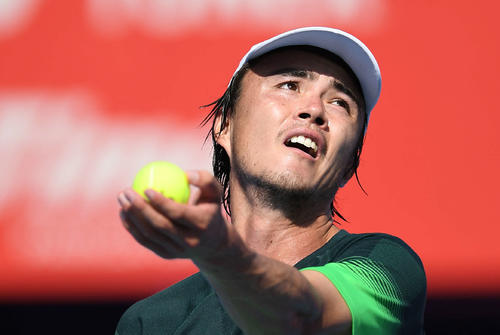 楽天ジャパンオープン1回戦　初戦を突破したダニエル太郎（撮影・加藤諒）