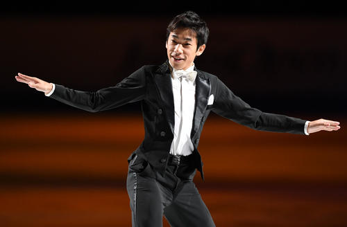 エキシビジョンに登場した織田(撮影・横山健太)