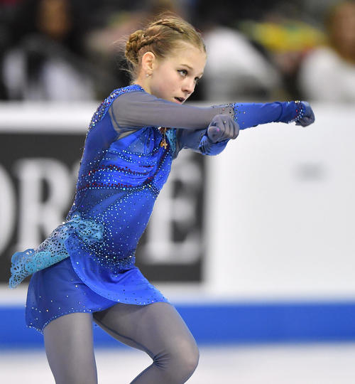 スケートカナダ・女子フリーで演技をする優勝したトルソワ（撮影・菅敏）