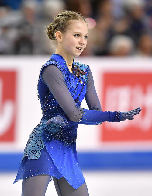 スケートカナダ・女子フリーで演技をする優勝したトルソワ（撮影・菅敏）