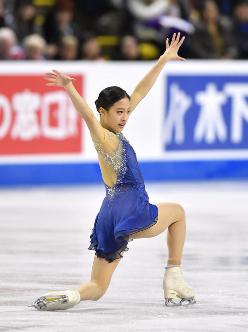 スケートカナダ・女子フリーで演技をするユ・ヨン（撮影・菅敏）