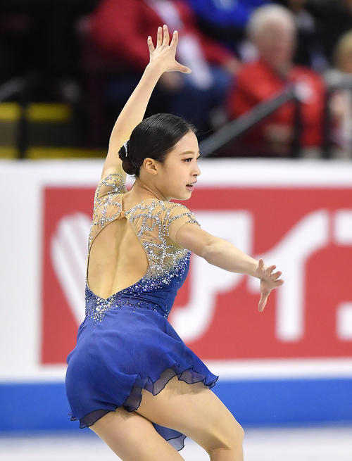 スケートカナダ・女子フリーで演技をするユ・ヨン（撮影・菅敏）