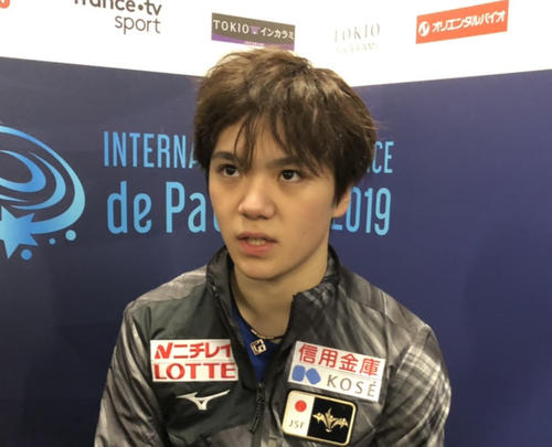 GPフランス杯フリーから一夜明け、思いを語る宇野（撮影・松本愛香通信員）