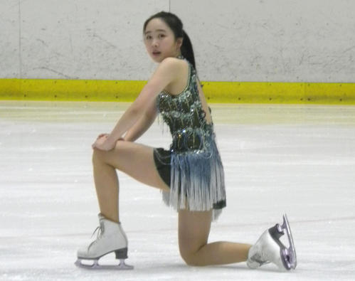 西日本選手権のジュニア女子フリーを終えた本田望結（撮影・松本航）