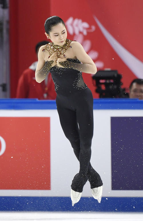 女子SPで2位の宮原知子（共同）