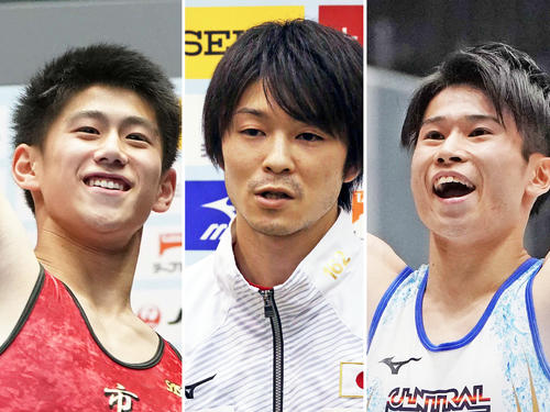 左から橋本大輝、内村航平、萱和磨