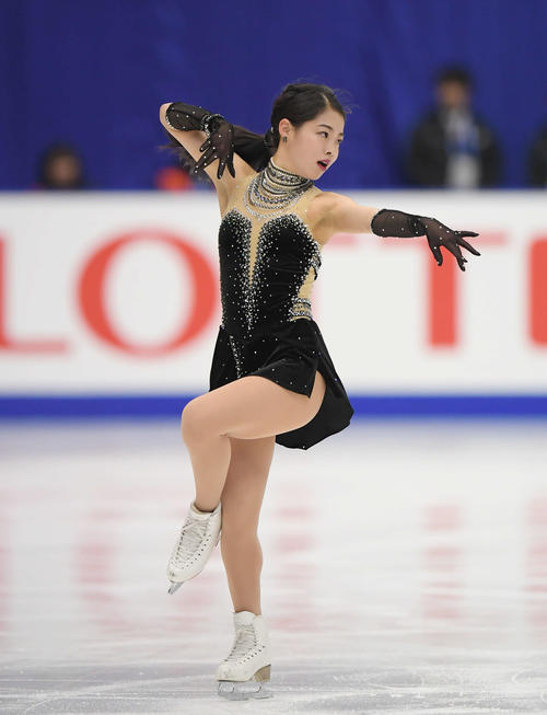 NHK杯　女子SPで演技する横井（撮影・加藤諒）