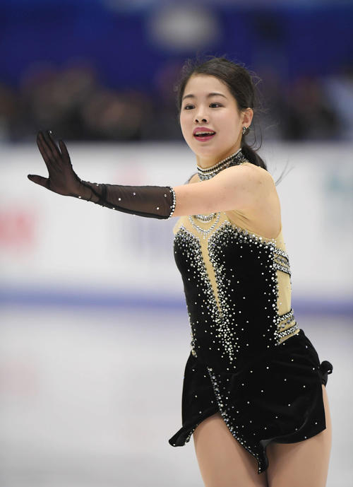 NHK杯　女子SPで演技する横井（撮影・加藤諒）