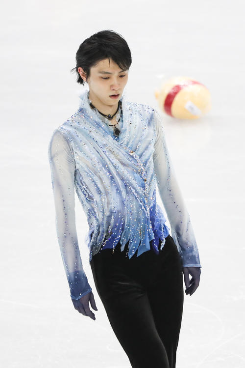 SPの演技を終えた羽生結弦（撮影・PNP）
