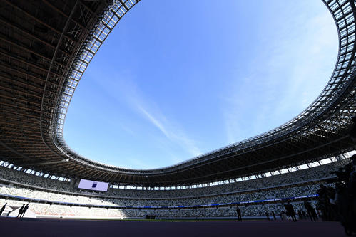 公開された新国立競技場（撮影・横山健太）