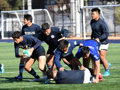 練習を行う大阪桐蔭フィフティーン（撮影・前岡正明）
