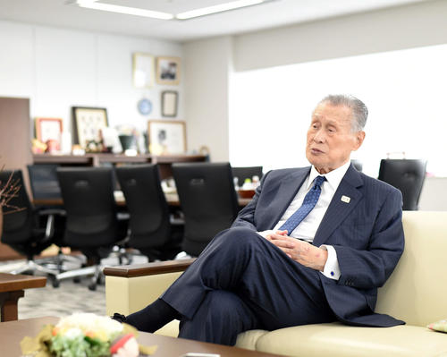 東京五輪・パラリンピックへの思いを語る大会組織委員会の森喜朗会長（撮影・横山健太）