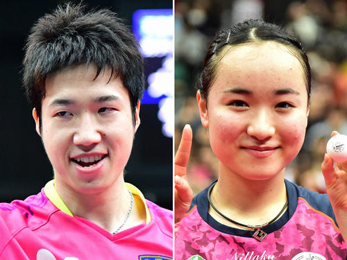 水谷隼（左）と伊藤美誠